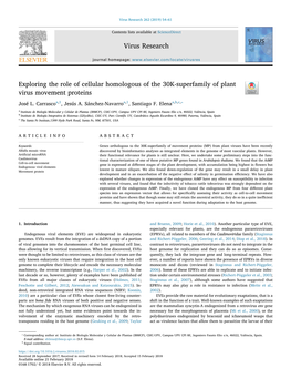 Exploring the Role of Cellular Homologous of the 30K-Superfamily of Plant Virus Movement Proteins T ⁎ José L