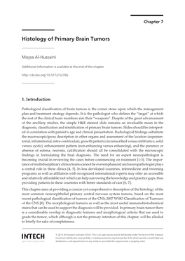 Histology of Primary Brain Tumors