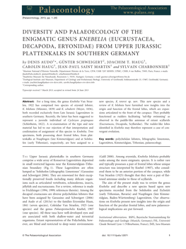 Diversity and Palaeoecology of The