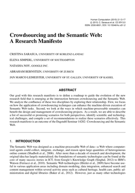 Crowdsourcing and the Semantic Web: a Research Manifesto