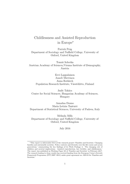 Childlessness and Assisted Reproduction in Europe∗