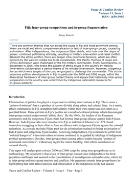 Fiji: Inter-Group Competitions and In-Group Fragmentation