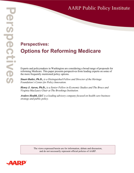 Options for Reforming Medicare