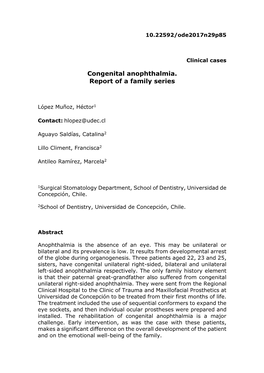 Congenital Anophthalmia. Report of a Family Series