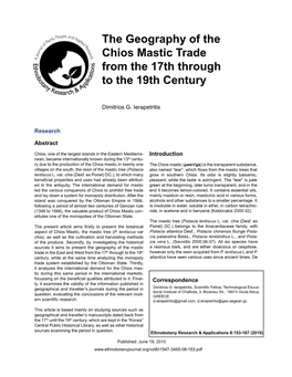 The Geography of the Chios Mastic Trade from the 17Th Through to the 19Th Century