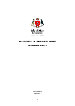 Appointment of Deputy High Bailiff Information Pack