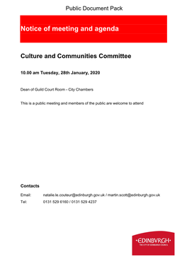 (Public Pack)Agenda Document for Culture and Communities Committee, 28/01/2020 10:00