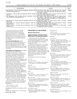 Federal Register/Vol. 64, No. 216/Tuesday, November 9, 1999