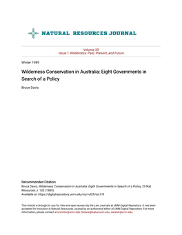 Wilderness Conservation in Australia: Eight Governments in Search of a Policy