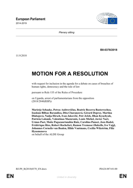 En En Motion for a Resolution