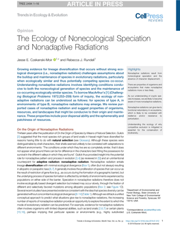 The Ecology of Nonecological Speciation and Nonadaptive Radiations