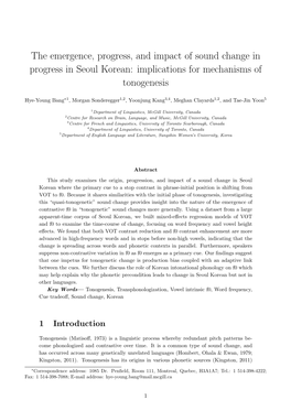 Implications for Mechanisms of Tonogenesis