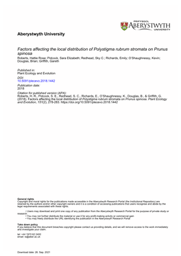 Factors Affecting the Local Distribution of Polystigma Rubrum Stromata On
