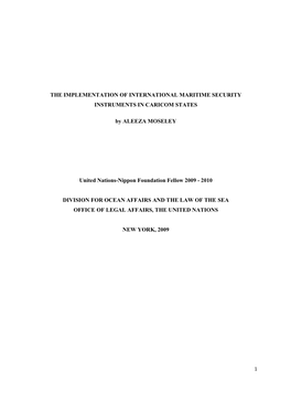 The Implementation of International Maritime Security Instruments in Caricom States