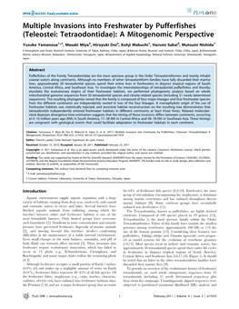 Multiple Invasions Into Freshwater by Pufferfishes (Teleostei: Tetraodontidae): a Mitogenomic Perspective