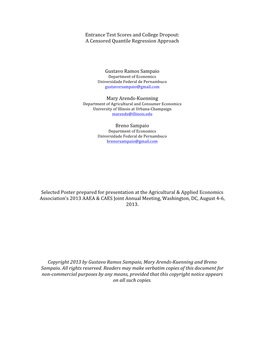 Entrance Test Scores and College Dropout: a Censored Quantile Regression Approach