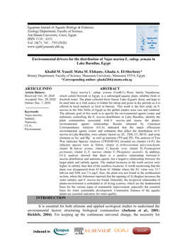 Environmental Drivers for the Distribution of Najas Marina L