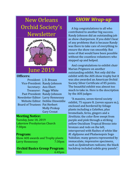 New Orleans Orchid Society's Newsletter June 2019