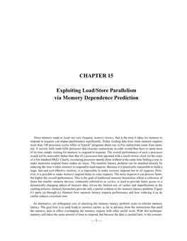 CHAPTER 15 Exploiting Load/Store Parallelism Via Memory
