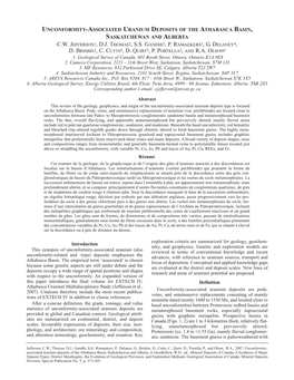 Unconformity-Associated Uranium Deposits of the Athabasca Basin, Saskatchewan and Alberta C.W