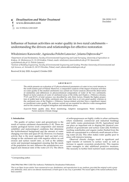 Influence of Human Activities on Water Quality in Two Rural Catchments – Understanding the Drivers and Relationships for Effective Restoration