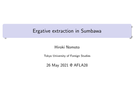 Ergative Extraction in Sumbawa