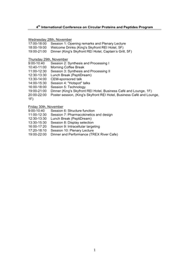 4Th International Conference on Circular Proteins and Peptides Program