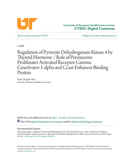 Regulation of Pyruvate Dehydrogenase Kinase 4 By