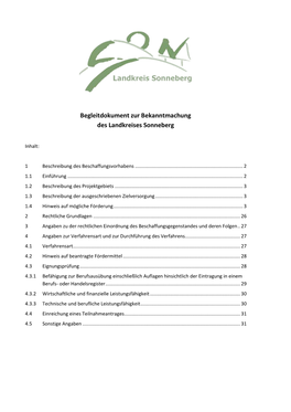 Begleitdokument Zur Bekanntmachung Des Landkreises Sonneberg