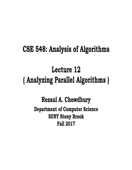 Analyzing Parallel Algorithms )