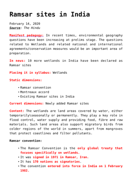 Ramsar Sites in India