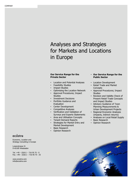 Analyses and Strategies for Markets and Locations in Europe