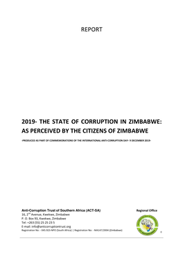 Report 2019- the State of Corruption in Zimbabwe: As Perceived by The