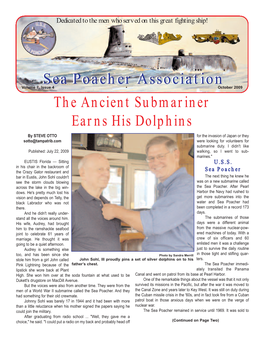 Sea Poacher Association Sea Poacher Association the Ancient Submariner Earns His Dolphins