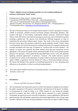 Visitors' Attitudes Toward Non-Human Primates in a Free