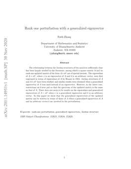 Rank One Perturbation with a Generalized Eigenvector