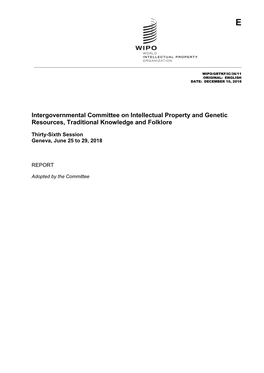 Intergovernmental Committee on Intellectual Property and Genetic Resources, Traditional Knowledge and Folklore