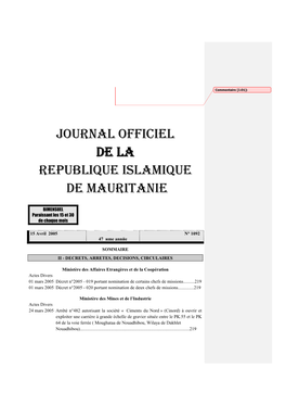 Journal Officiel De La Republique Islamique De