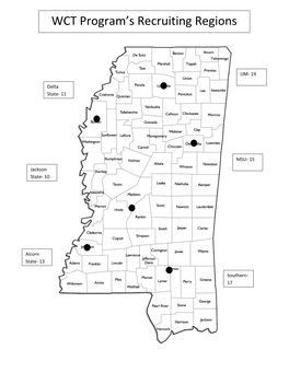 WCT Program's Recruiting Regions