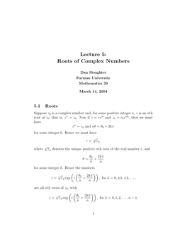 Roots of Complex Numbers