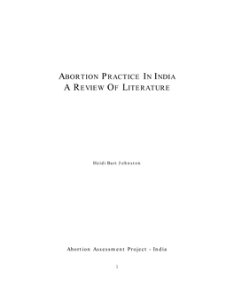 Abortion Practice in India a Review of Literature