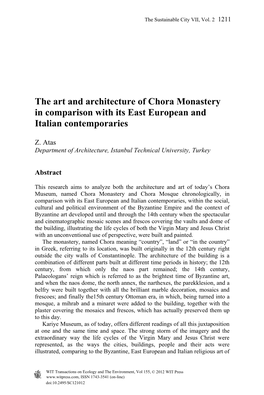 The Art and Architecture of Chora Monastery in Comparison with Its East European and Italian Contemporaries