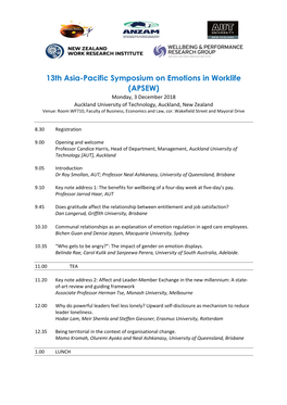 13Th Asia-Pacific Symposium on Emotions in Worklife (APSEW)