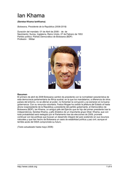 Ian Khama (Seretse Khama Iankhama)