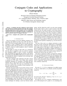 Conjugate Codes and Applications to Cryptography