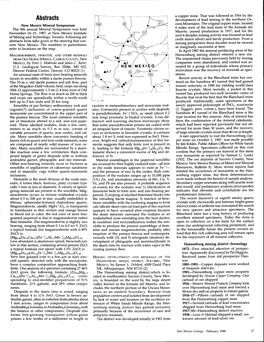 Abstracts Development of Lead Mining in the Northern Os- Cura Mountains