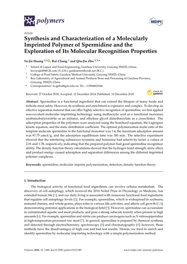 Synthesis and Characterization of a Molecularly Imprinted Polymer of Spermidine and the Exploration of Its Molecular Recognition Properties