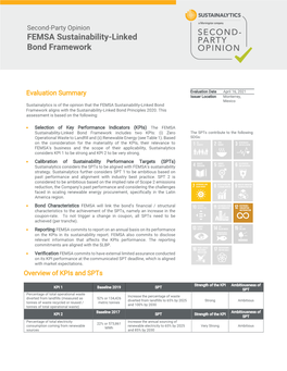 Second-Party Opinion FEMSA Sustainability-Linked Bond Framework