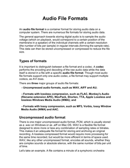 Audio File Formats