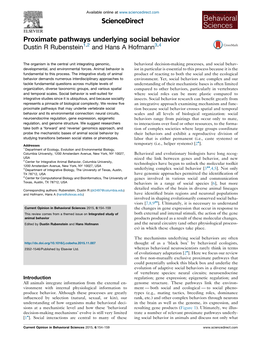 Proximate Pathways Underlying Social Behavior